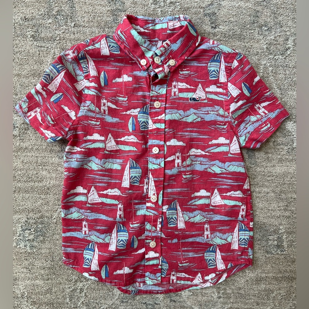Toddler Vineyard Vines Short Sleeve Button Down, 2T